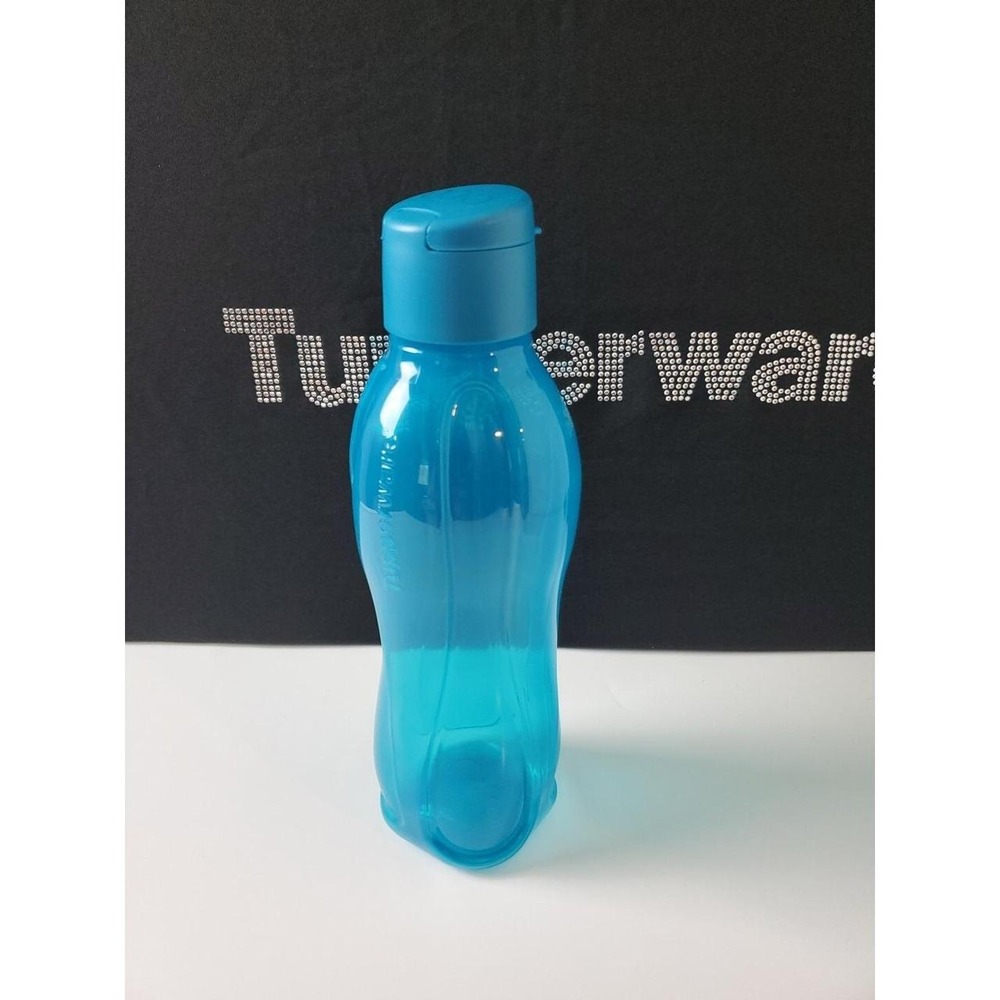Tupperware Eco Twist Flip Top Water Bottle 32oz / 1L Peacock Blue New